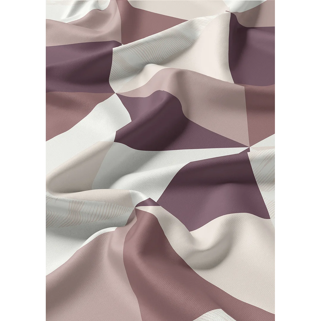 Pościel satynowa 160x200 biała fioletowa w geometryczny wzór - 6006 B - Home Satin — zdjęcie 5