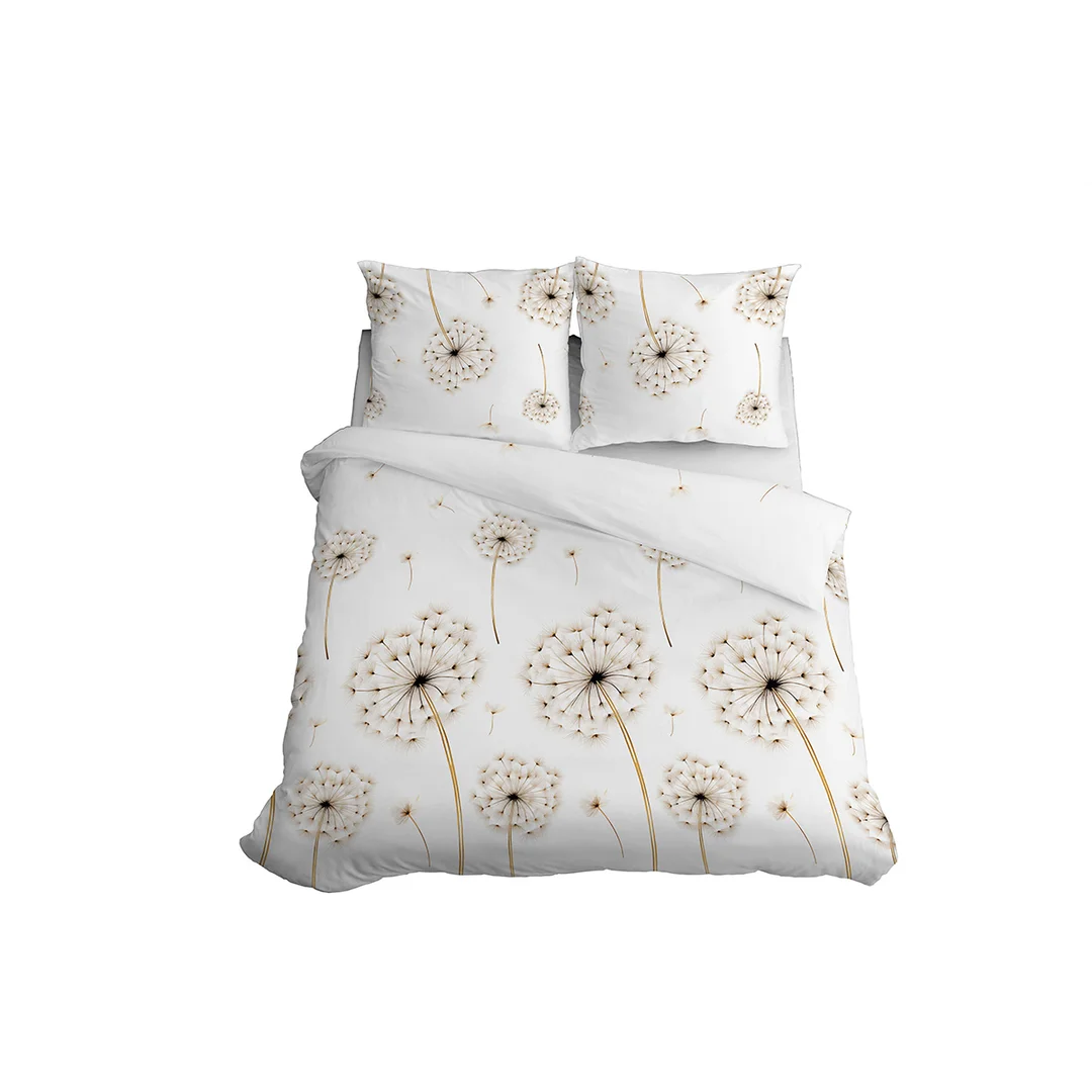 Pościel satynowa 160x200 biała w dmuchawce - 5991 A - Home Satin — zdjęcie 3