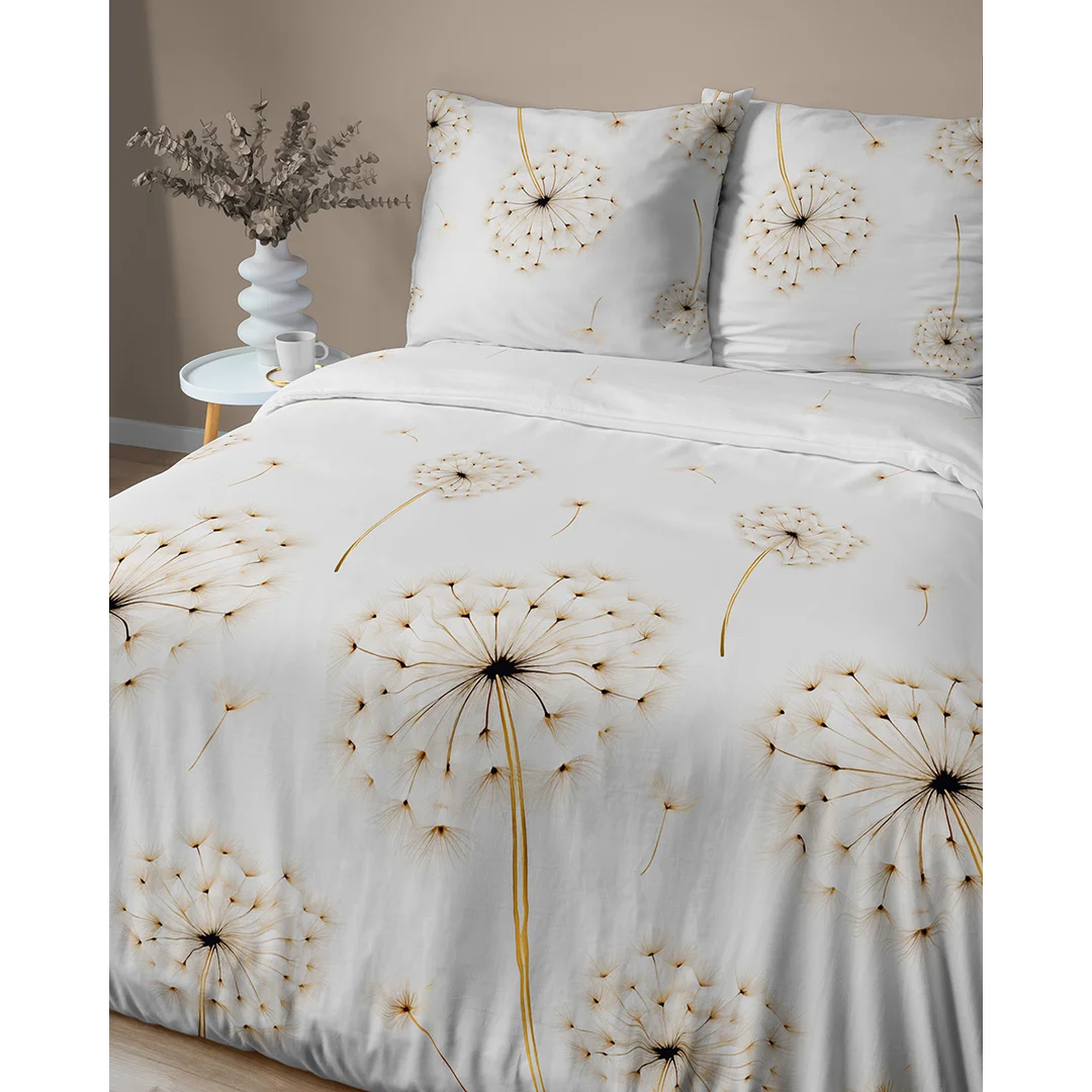 Pościel satynowa 160x200 biała w dmuchawce - 5991 A - Home Satin — zdjęcie 4