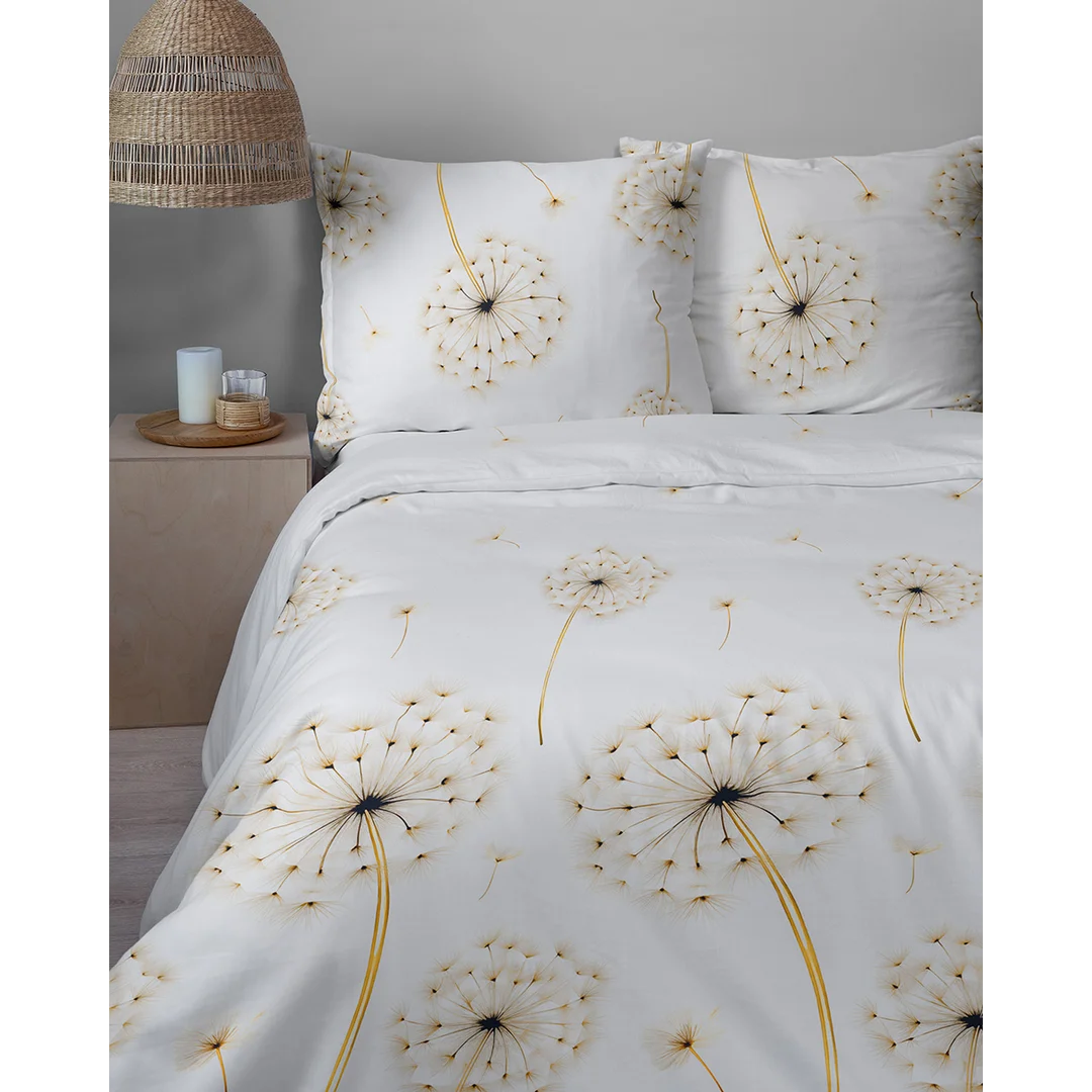 Pościel satynowa 160x200 biała w dmuchawce - 5991 A - Home Satin — zdjęcie 7