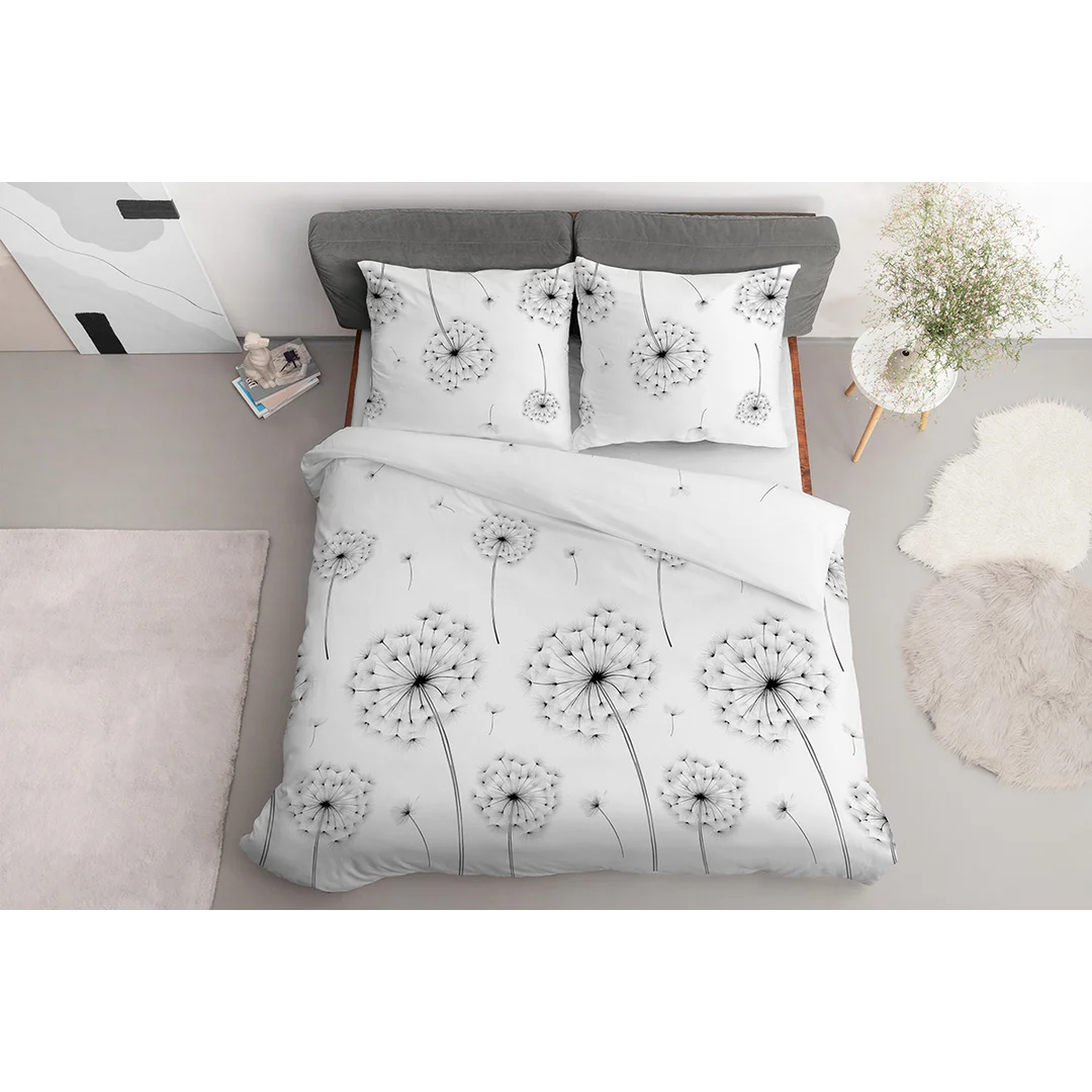 Pościel satynowa 160x200 biała w dmuchawce - 5991 B - Home Satin — zdjęcie 2