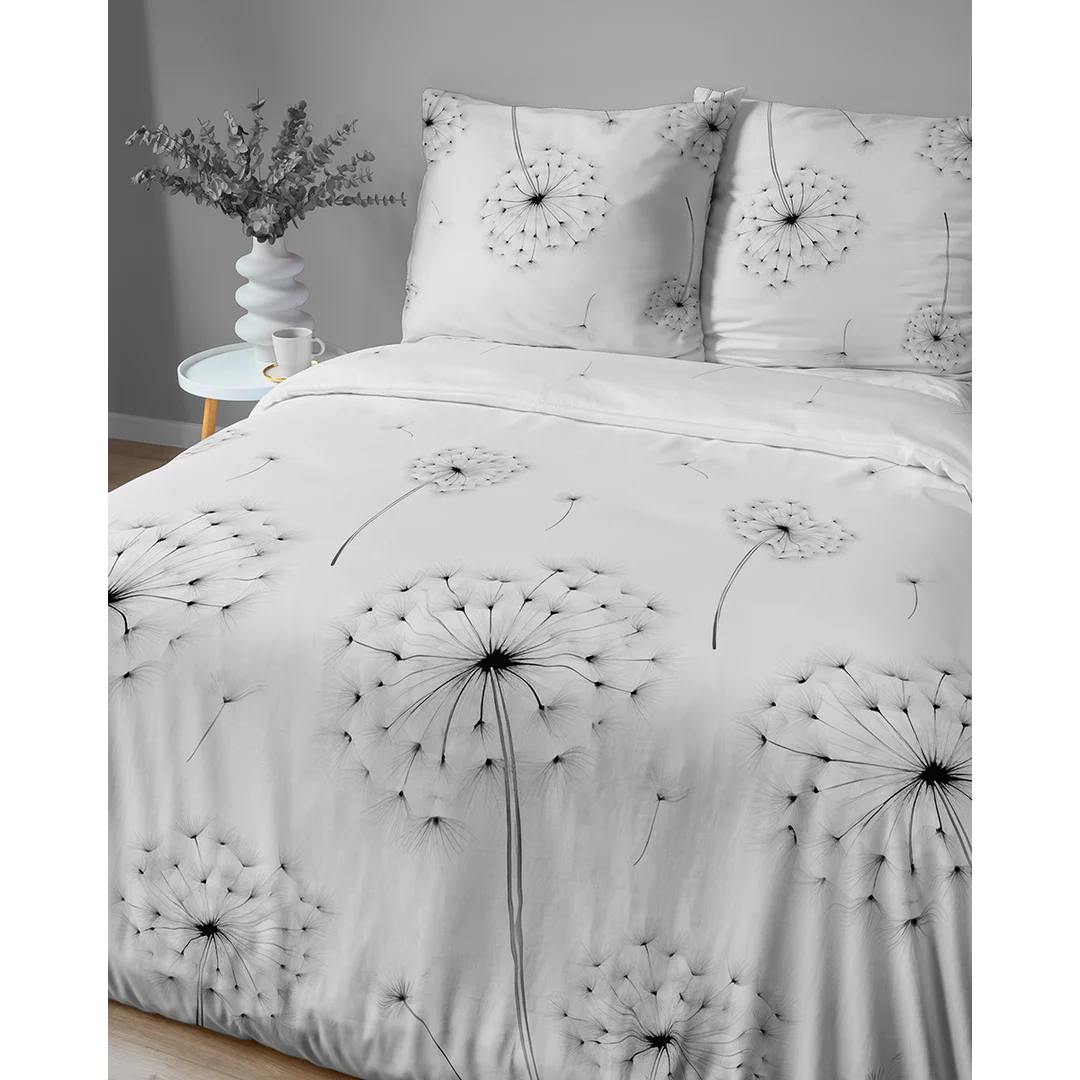 Pościel satynowa 160x200 biała w dmuchawce - 5991 B - Home Satin — zdjęcie 4