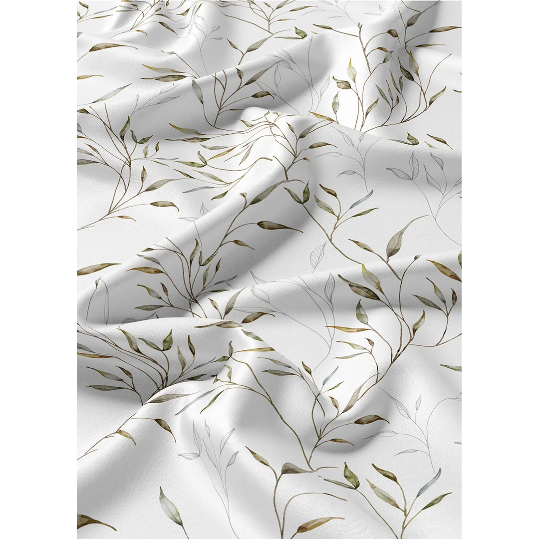 Pościel satynowa 160x200 biała w zielone liście - 5992 A - Home Satin — zdjęcie 5