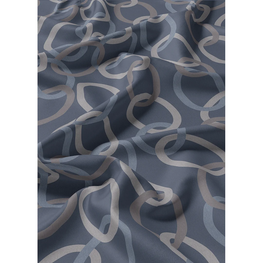 Pościel satynowa 160x200 granatowa w łańcuchy - 5993 A - Home Satin — zdjęcie 5