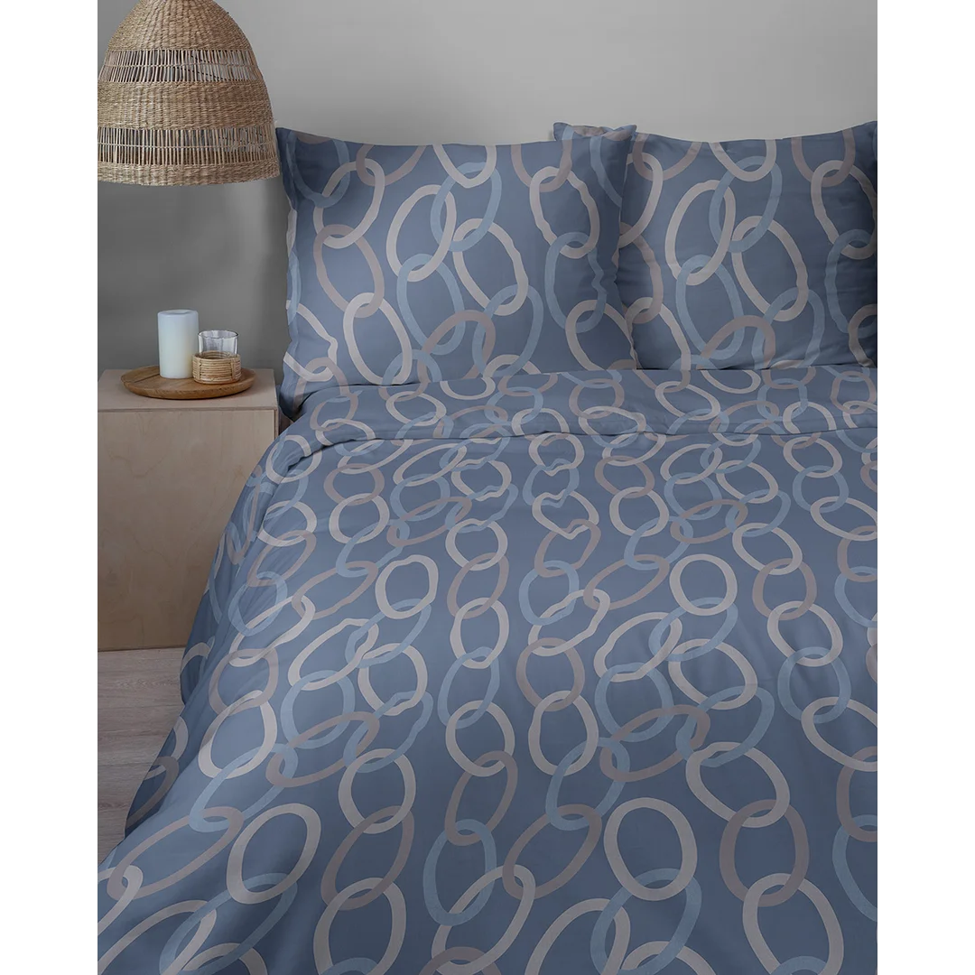 Pościel satynowa 160x200 granatowa w łańcuchy - 5993 A - Home Satin — zdjęcie 7