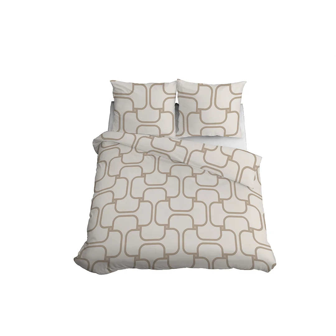 Pościel satynowa 160x200 kremowa w geometryczny wzór - 5995 B - Home Satin — zdjęcie 3