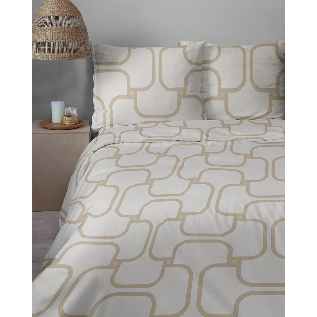 Pościel satynowa 160x200 kremowa w geometryczny wzór - 5995 B - Home Satin — zdjęcie 7