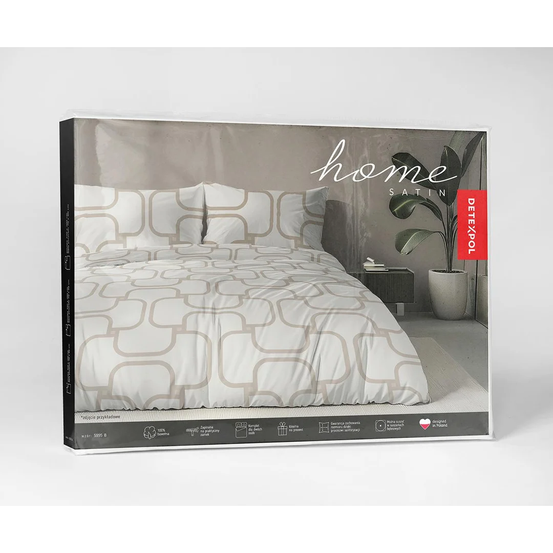 Pościel satynowa 160x200 kremowa w geometryczny wzór - 5995 B - Home Satin — zdjęcie 8