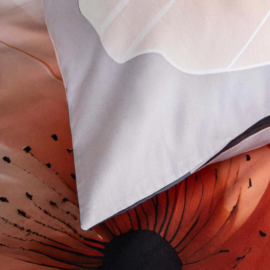 Pościel satynowa 160x200 Kwiaty szara morelowa 12409 SATYNLOVE PREMIUM — zdjęcie 4