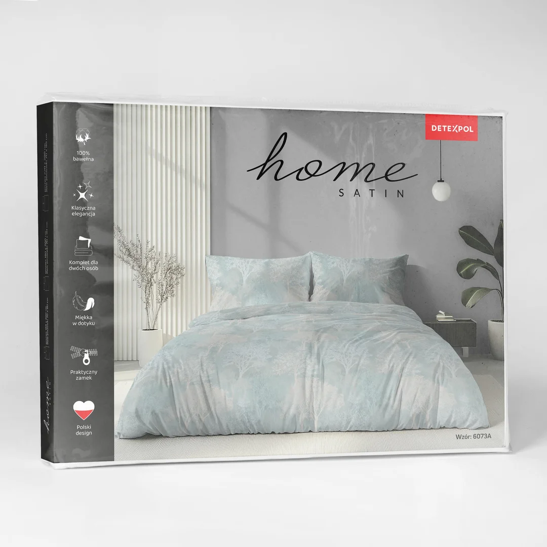 Pościel satynowa 160x200 miętowa w subtelny ornament - 6073 A - Home Satin — zdjęcie 6