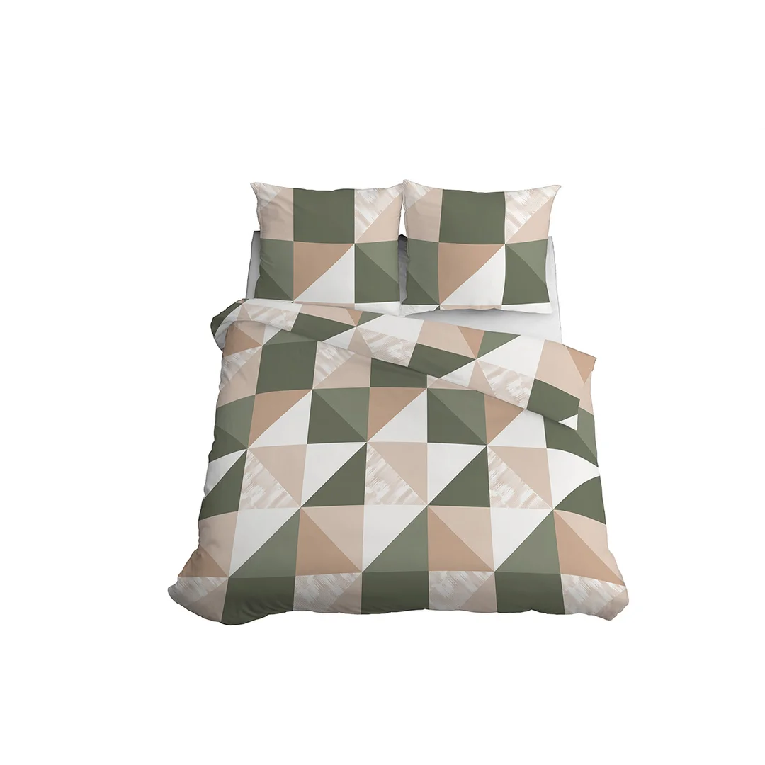 Pościel satynowa 160x200 różowa szara w geometryczny wzór - 6006 A - Home Satin — zdjęcie 3
