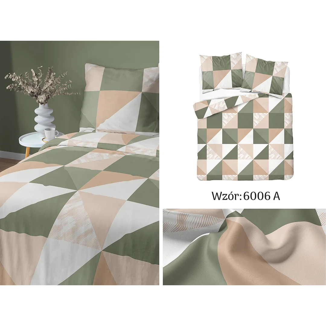 Pościel satynowa 160x200 różowa szara w geometryczny wzór - 6006 A - Home Satin — zdjęcie 6