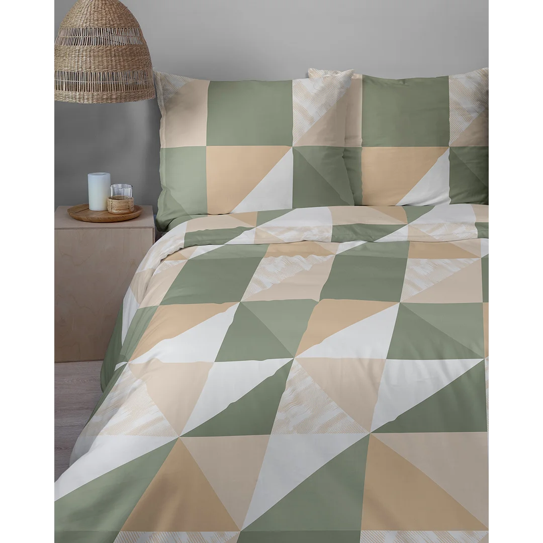 Pościel satynowa 160x200 różowa szara w geometryczny wzór - 6006 A - Home Satin — zdjęcie 7