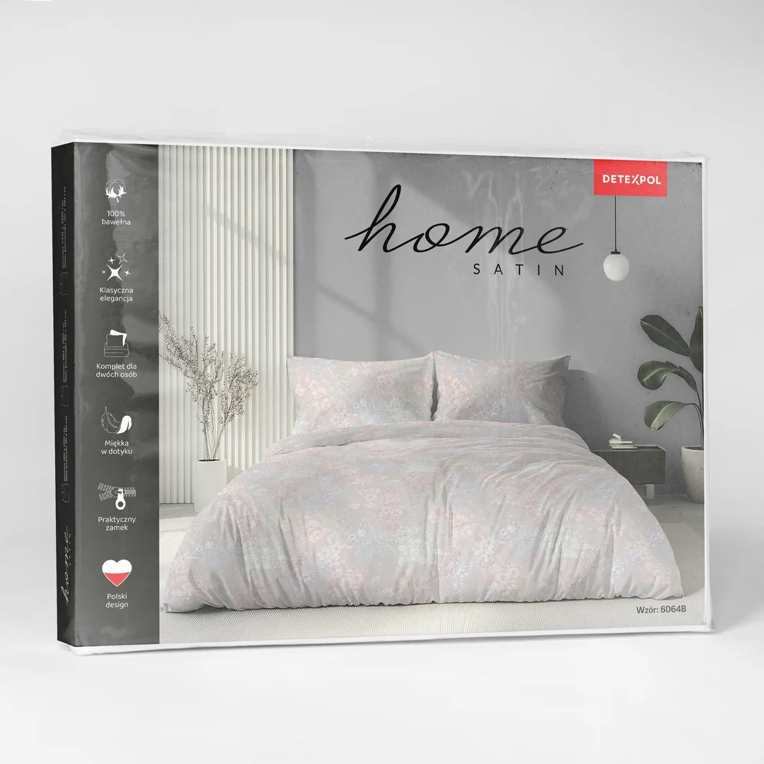 Pościel satynowa 180x200 jasnoróżowa w drobny roślinny wzór - 6064 B - Home Satin — zdjęcie 6