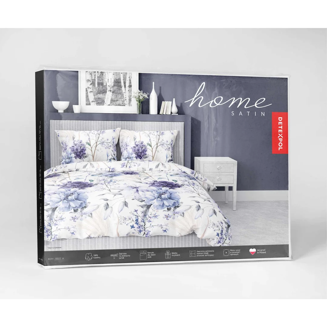 Pościel satynowa 220x200 akwarelowe kwiaty w odcieniach lawendy 5222 A Home Satin 41 — zdjęcie 2