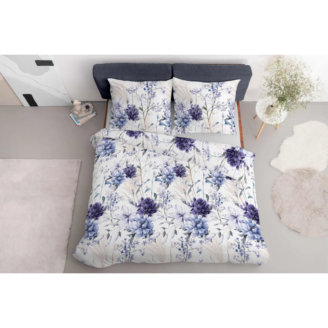 Pościel satynowa 220x200 akwarelowe kwiaty w odcieniach lawendy 5222 A Home Satin 41 — zdjęcie 3