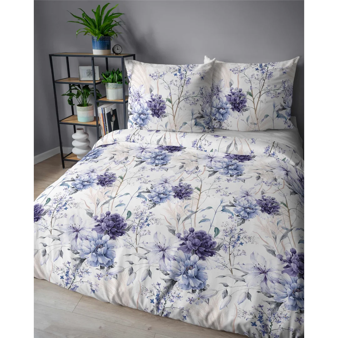 Pościel satynowa 220x200 akwarelowe kwiaty w odcieniach lawendy 5222 A Home Satin 41 — zdjęcie 5