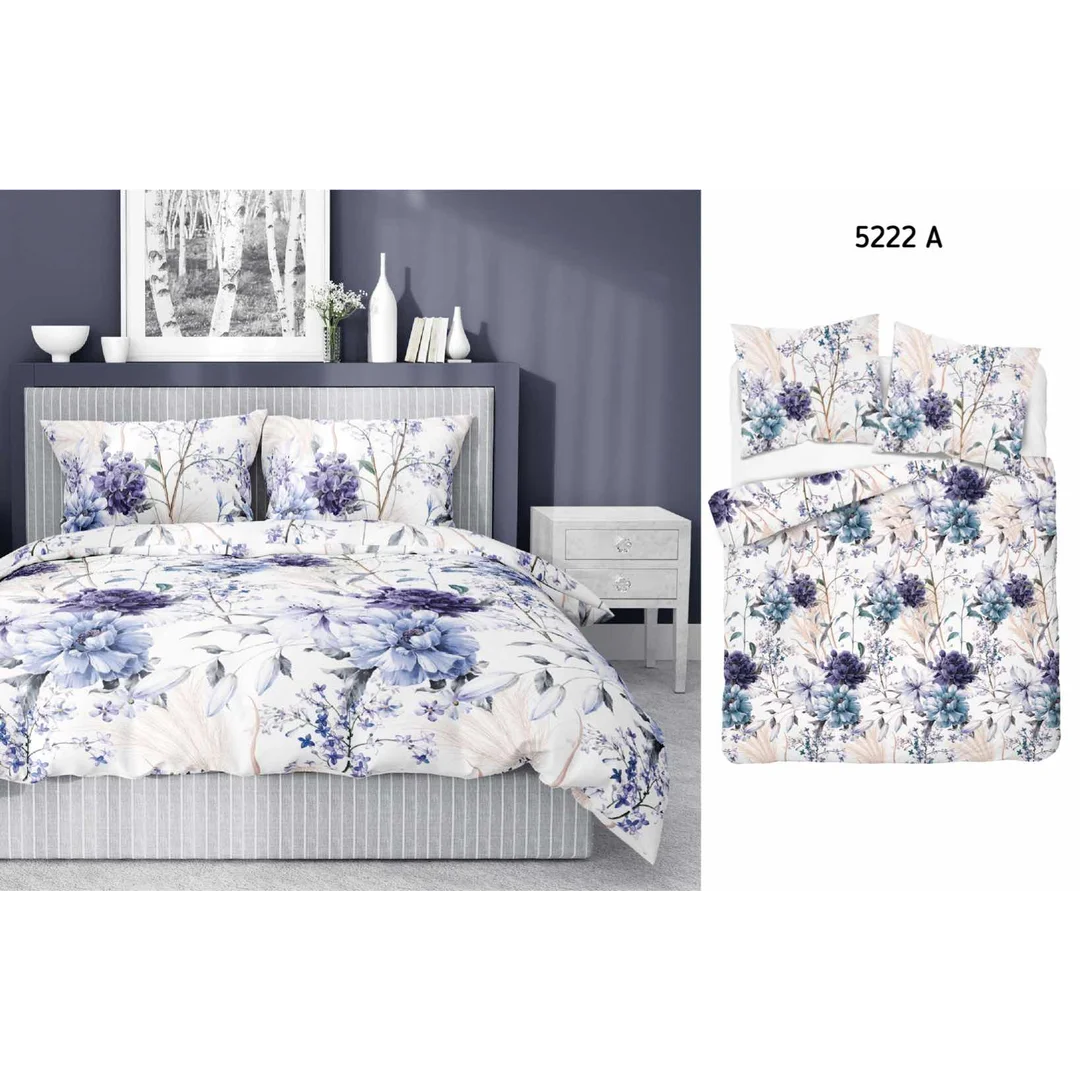 Pościel satynowa 220x200 akwarelowe kwiaty w odcieniach lawendy 5222 A Home Satin 41 — zdjęcie 6
