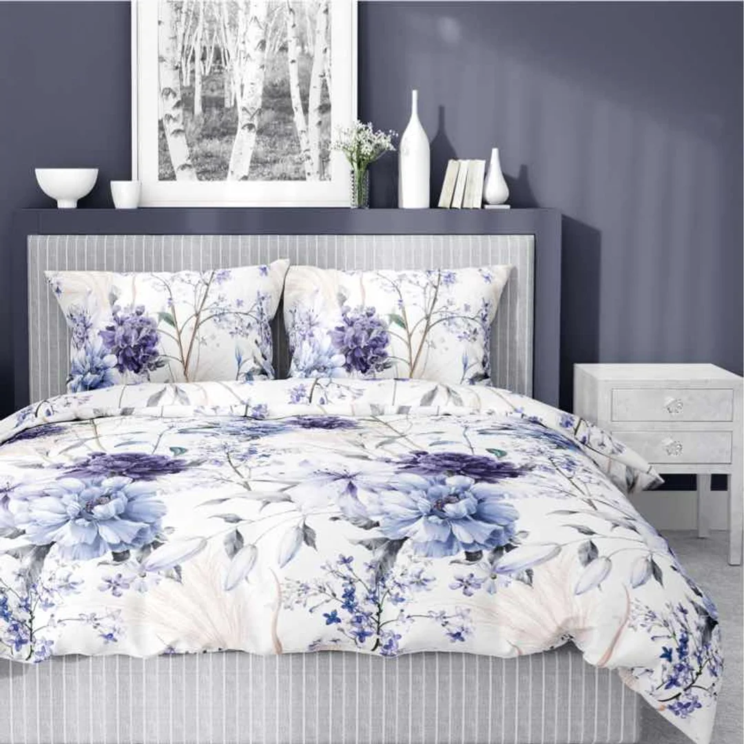 Pościel satynowa 220x200 akwarelowe kwiaty w odcieniach lawendy 5222 A Home Satin 41 — zdjęcie 7
