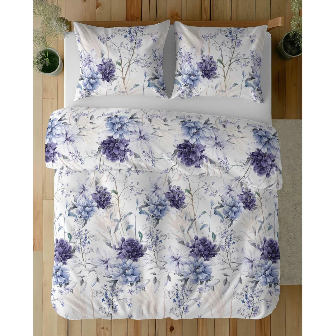Pościel satynowa 220x200 akwarelowe kwiaty w odcieniach lawendy 5222 A Home Satin 41 — zdjęcie 8