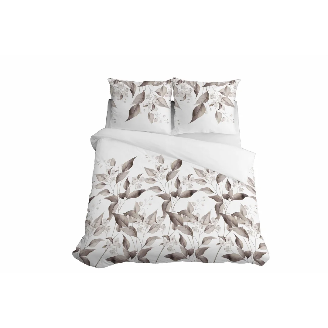 Pościel satynowa 220x200 Beżowa brązowe liście 5326 B Home Satin 41 — zdjęcie 3
