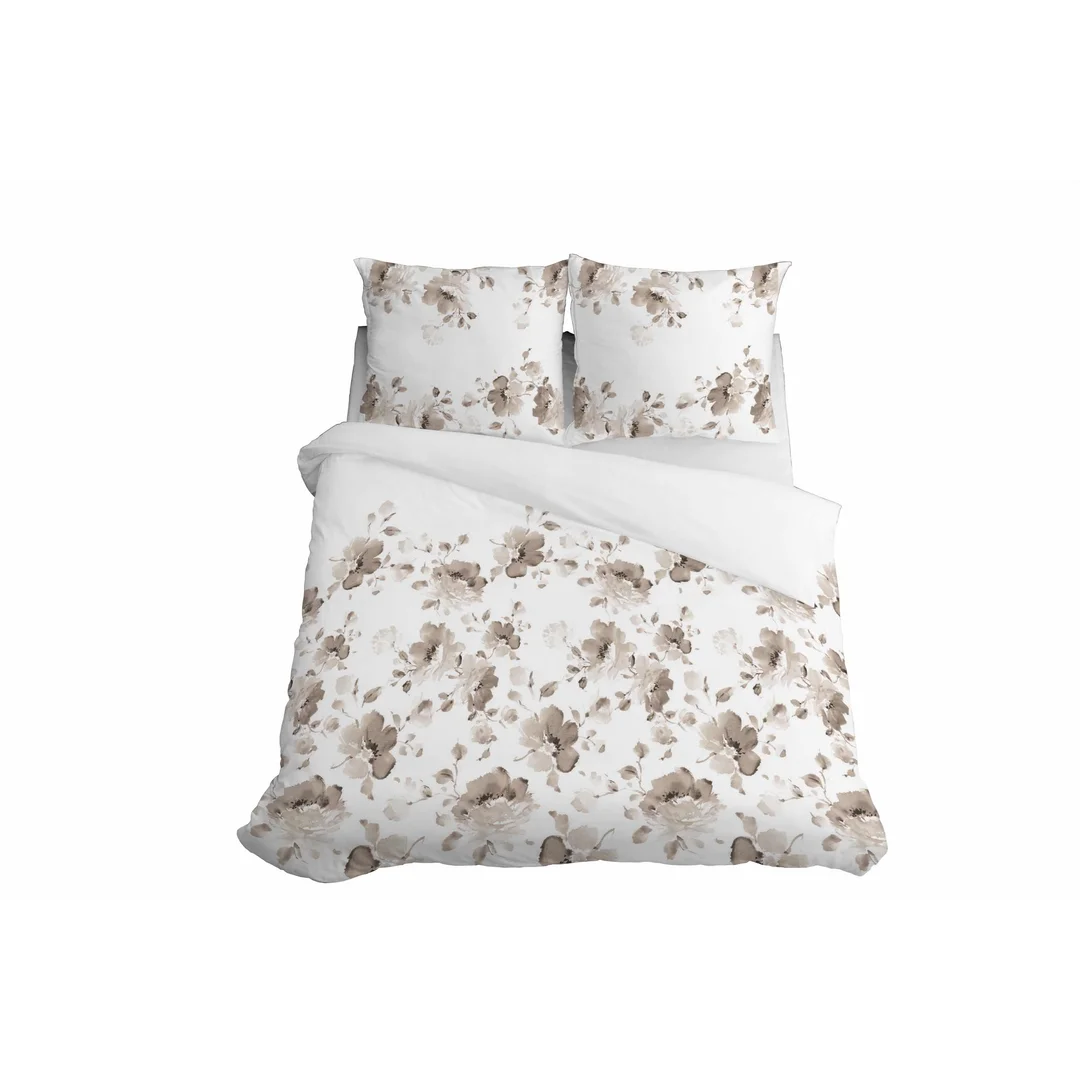 Pościel satynowa 220x200 Beżowa brązowy kwiaty 5325 B Home Satin 41 — zdjęcie 3