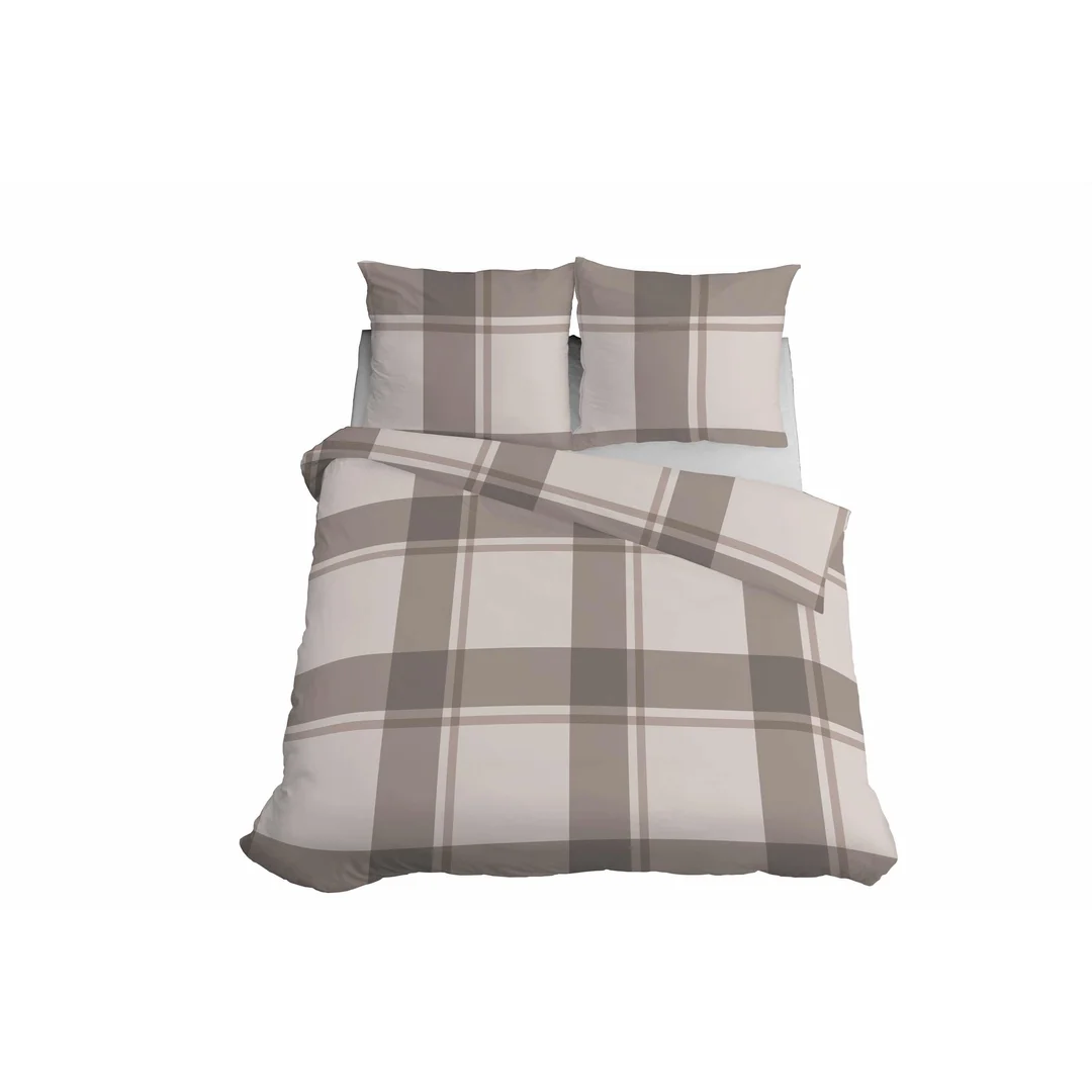 Pościel satynowa 220x200 beżowa kratka 5218 B Home Satin 11 — zdjęcie 7