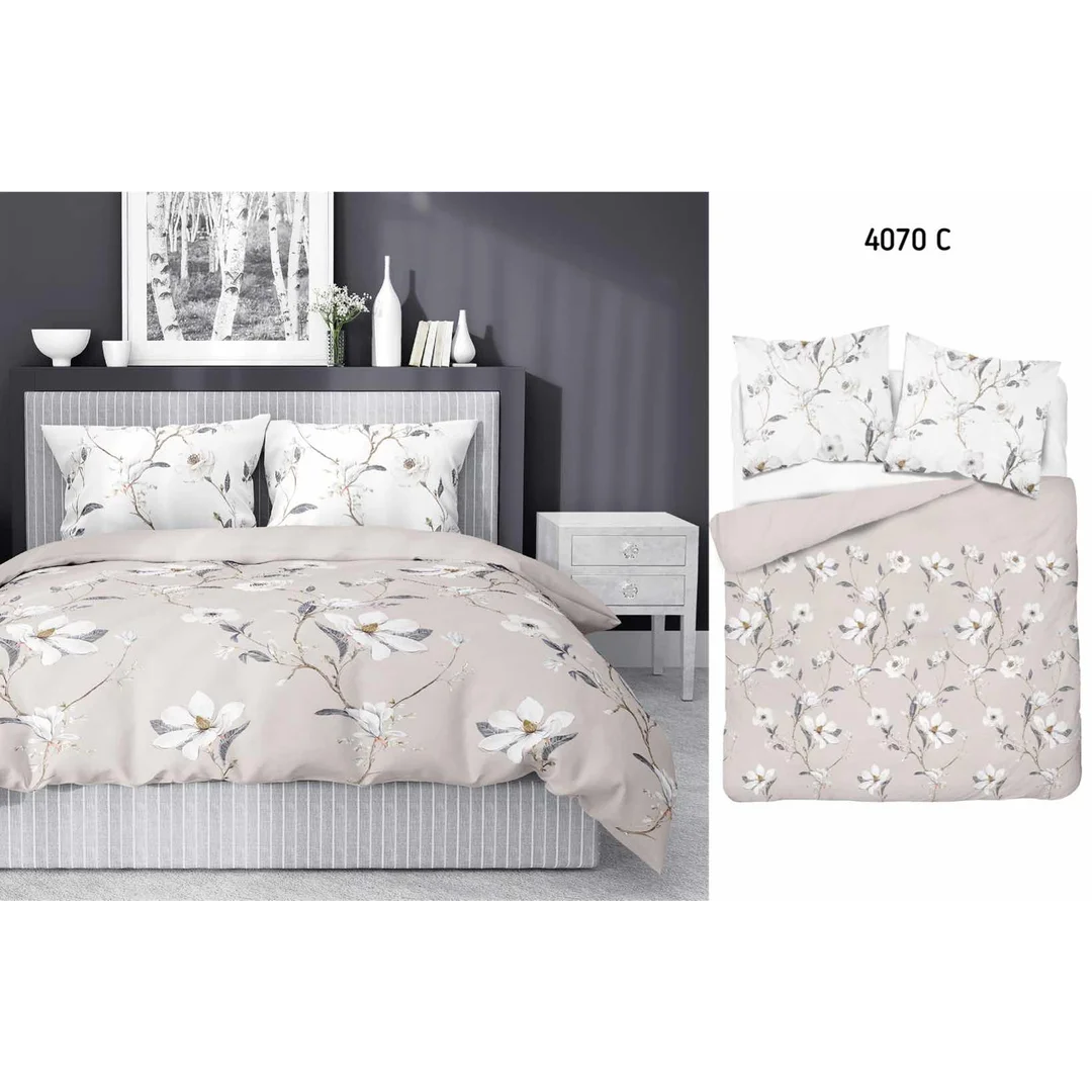 Pościel satynowa 220x200 beżowa kwiaty 4070 C Home Satin 80 — zdjęcie 3