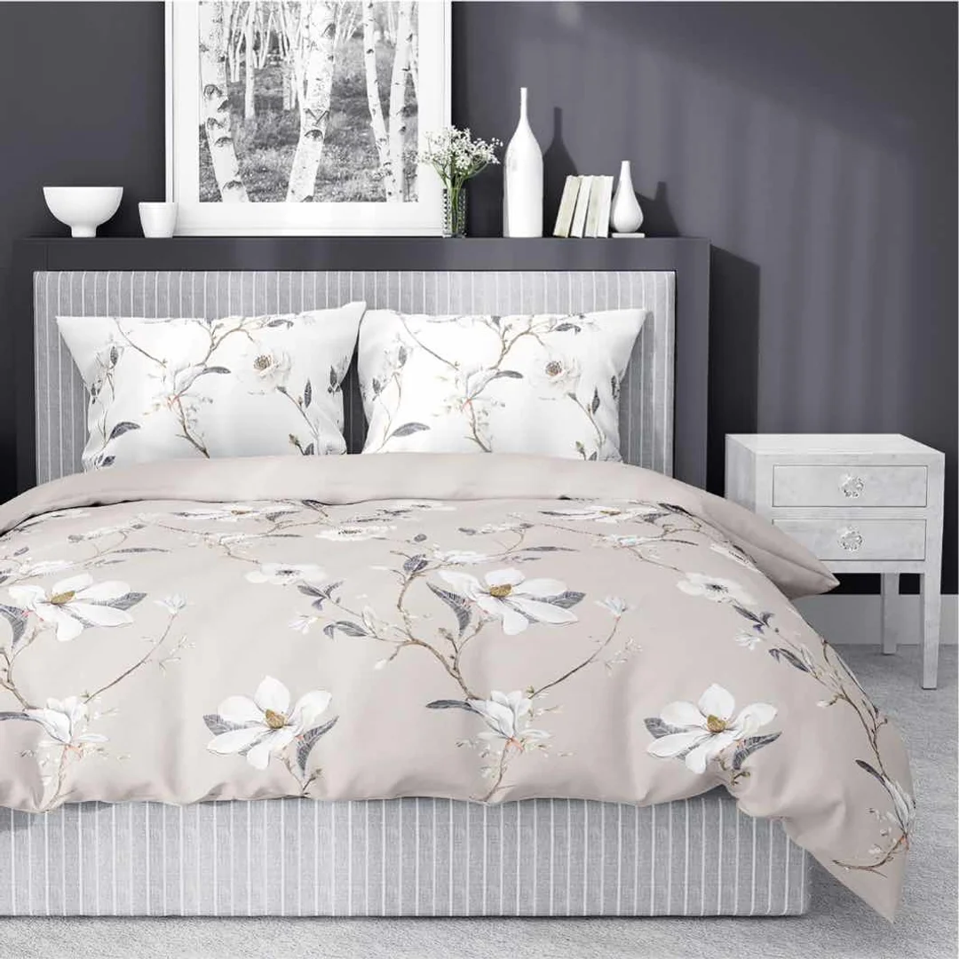 Pościel satynowa 220x200 beżowa kwiaty 4070 C Home Satin 80 — zdjęcie 4