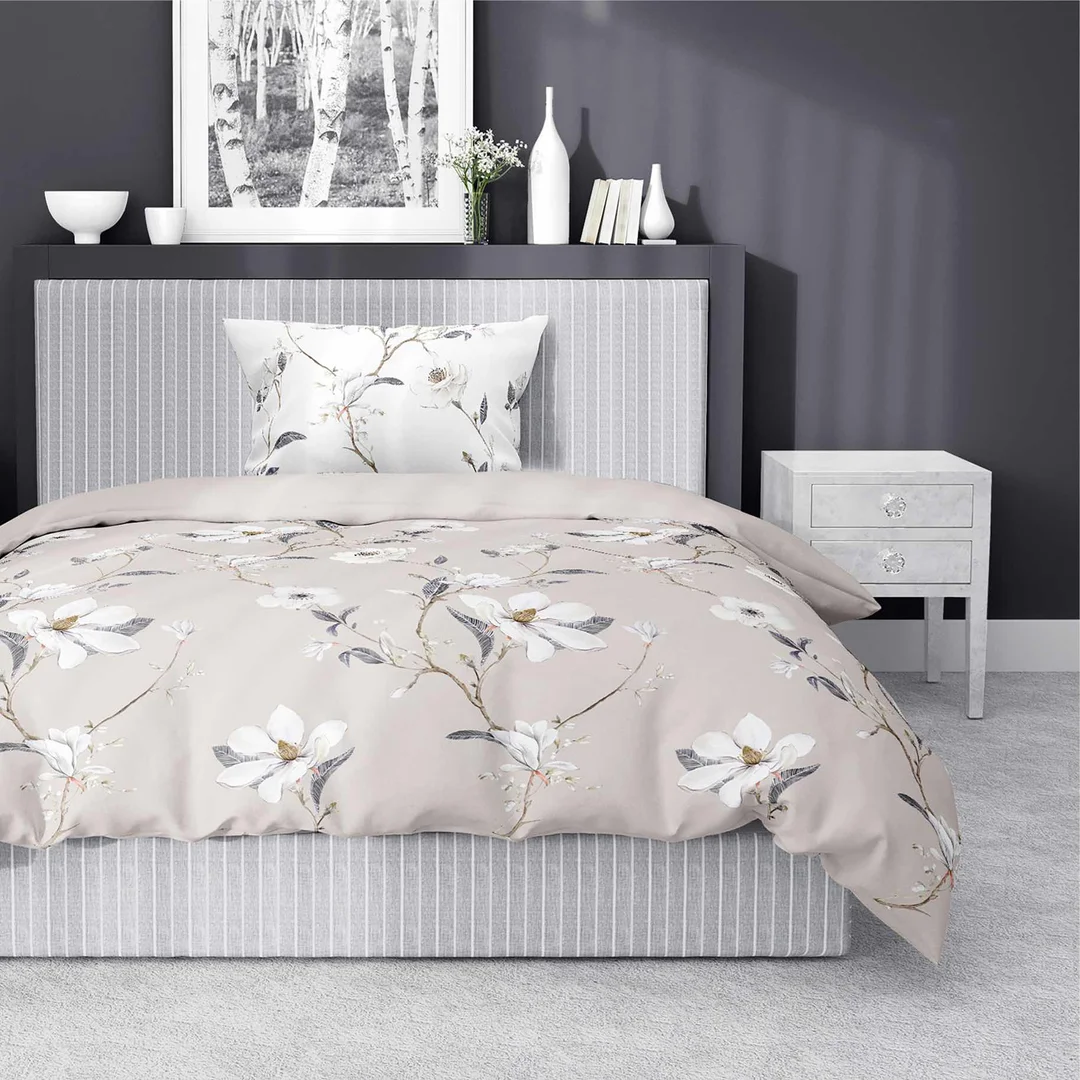 Pościel satynowa 220x200 beżowa kwiaty 4070 C Home Satin 80 — zdjęcie 5