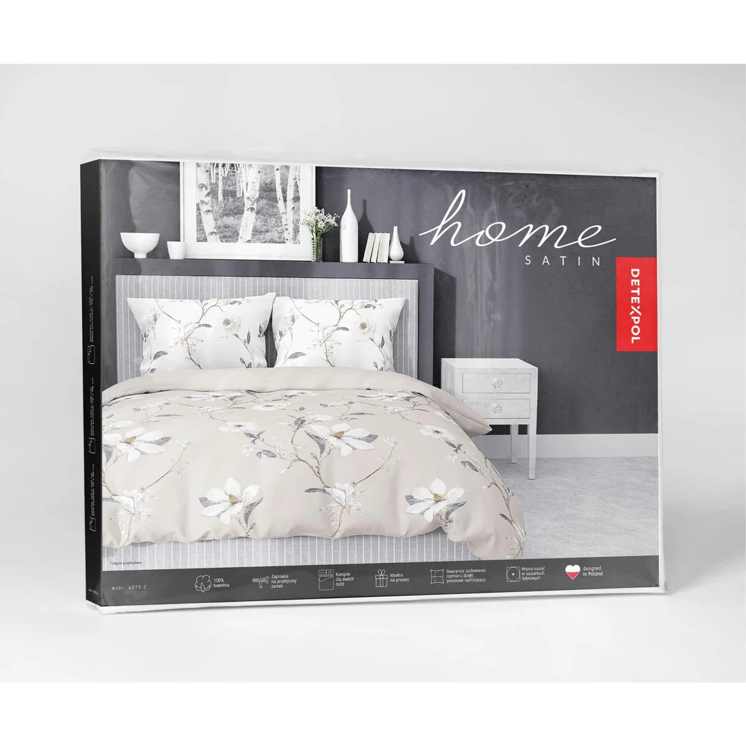 Pościel satynowa 220x200 beżowa kwiaty 4070 C Home Satin 80 — zdjęcie 6