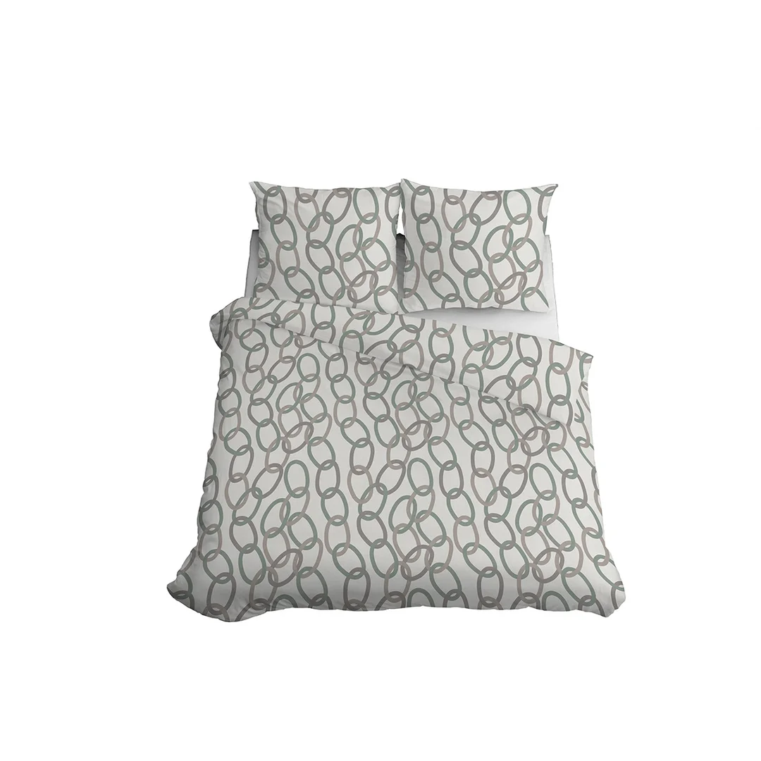 Pościel satynowa 220x200 beżowa w łańcuchy - 5993 B - Home Satin — zdjęcie 3