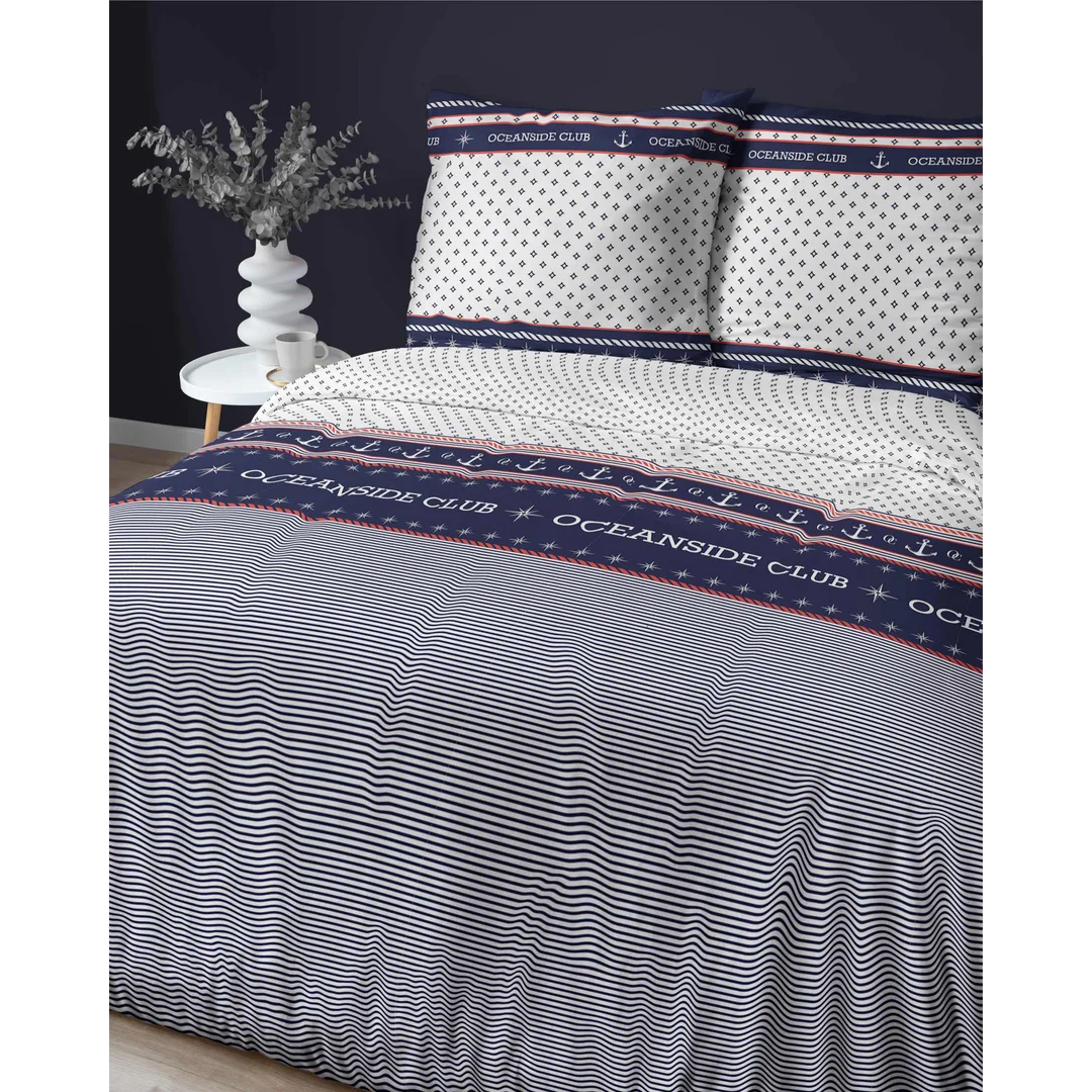 Pościel satynowa 220x200 biała granatowa marynarska 4920 A Home Satin 81 — zdjęcie 5