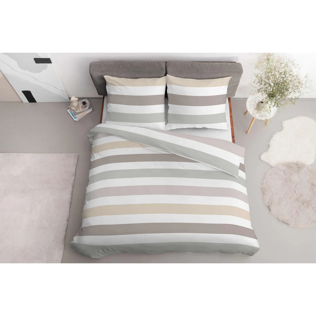 Pościel satynowa 220x200 biała kremowa szara pasy 5053A Home Satin 27 — zdjęcie 2