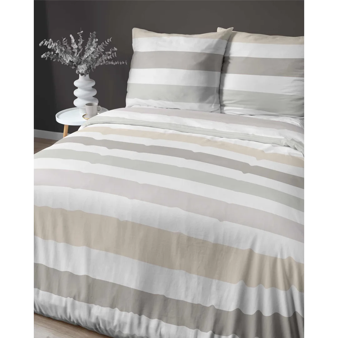 Pościel satynowa 220x200 biała kremowa szara pasy 5053A Home Satin 27 — zdjęcie 4