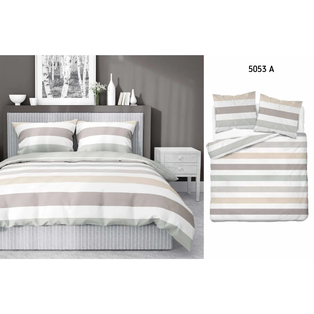 Pościel satynowa 220x200 biała kremowa szara pasy 5053A Home Satin 27 — zdjęcie 5