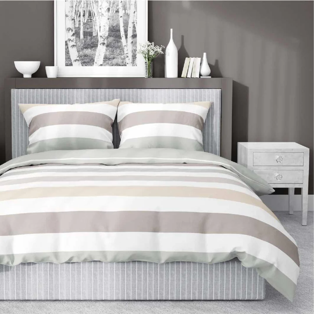 Pościel satynowa 220x200 biała kremowa szara pasy 5053A Home Satin 27 — zdjęcie 6