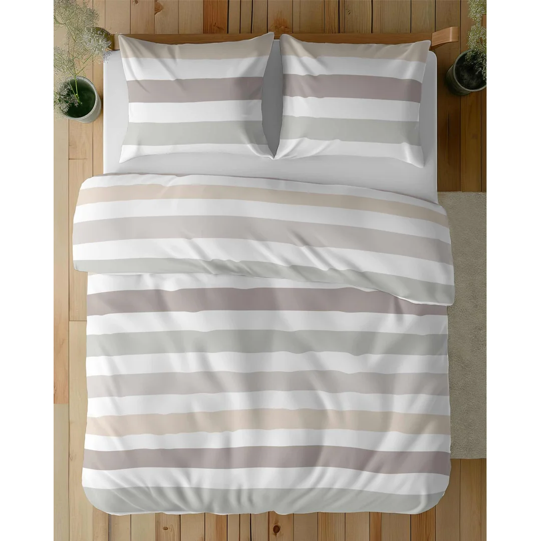 Pościel satynowa 220x200 biała kremowa szara pasy 5053A Home Satin 27 — zdjęcie 7