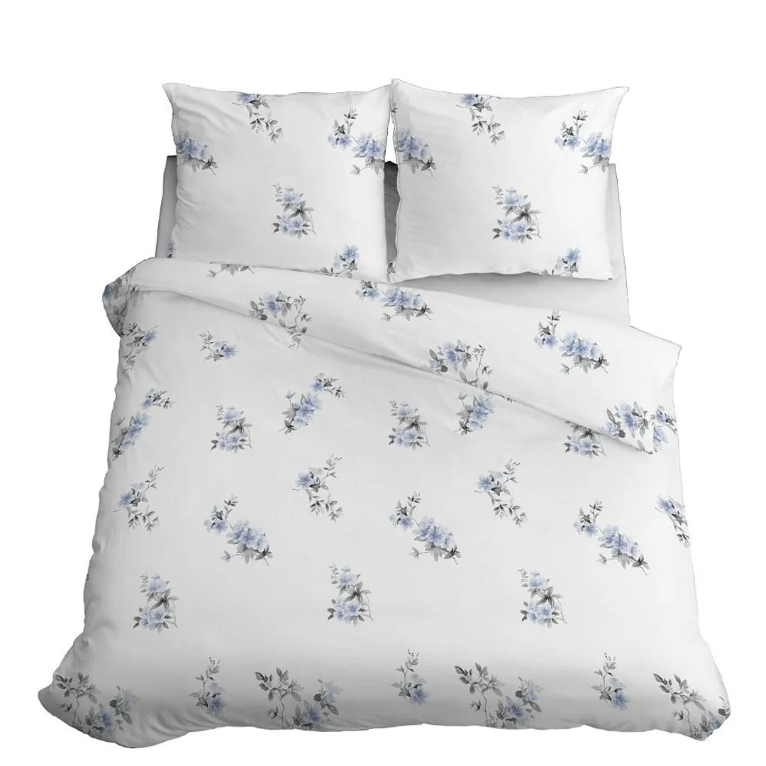 Pościel satynowa 220x200 biała niebieska kwiaty 4403 A Home Satin 122 — zdjęcie 7