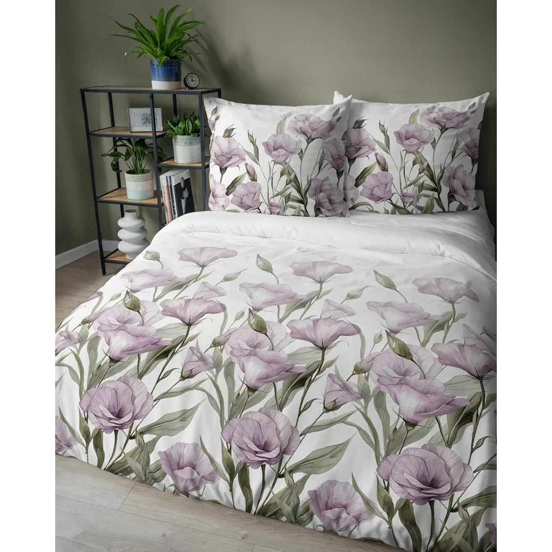 Pościel satynowa 220x200 Fioletowe kwiaty na białym tle 5328 B Home Satin 41 — zdjęcie 4