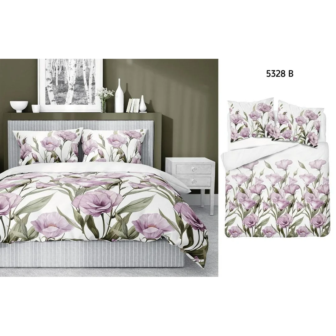 Pościel satynowa 220x200 Fioletowe kwiaty na białym tle 5328 B Home Satin 41 — zdjęcie 5