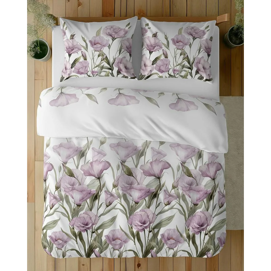 Pościel satynowa 220x200 Fioletowe kwiaty na białym tle 5328 B Home Satin 41 — zdjęcie 7