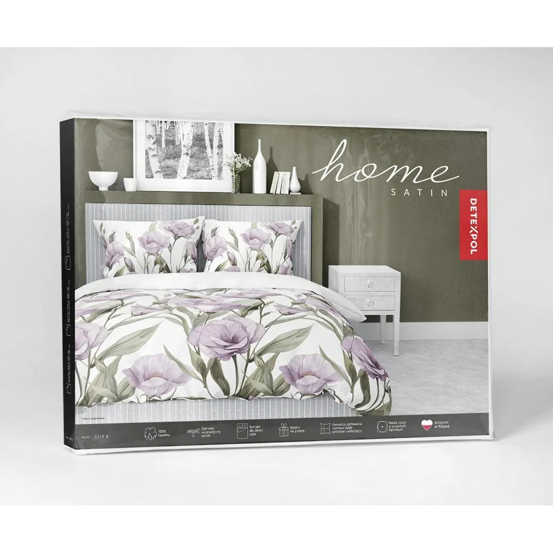 Pościel satynowa 220x200 Fioletowe kwiaty na białym tle 5328 B Home Satin 41 — zdjęcie 8