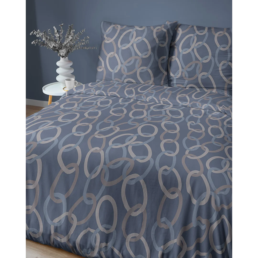 Pościel satynowa 220x200 granatowa w łańcuchy - 5993 A - Home Satin — zdjęcie 4