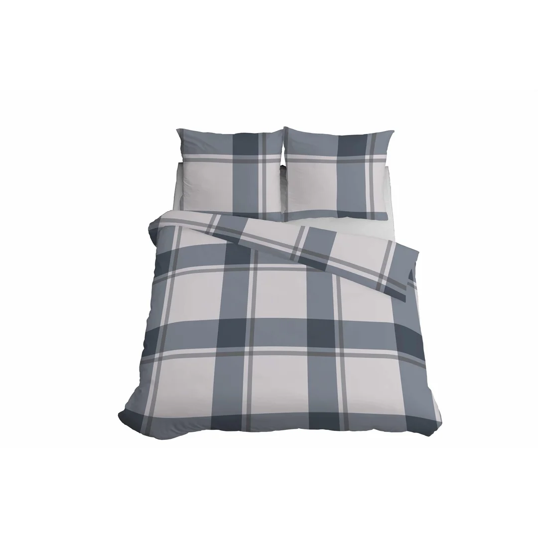 Pościel satynowa 220x200 kratka duża szara beżowa 5218 A Home Satin 41 — zdjęcie 3