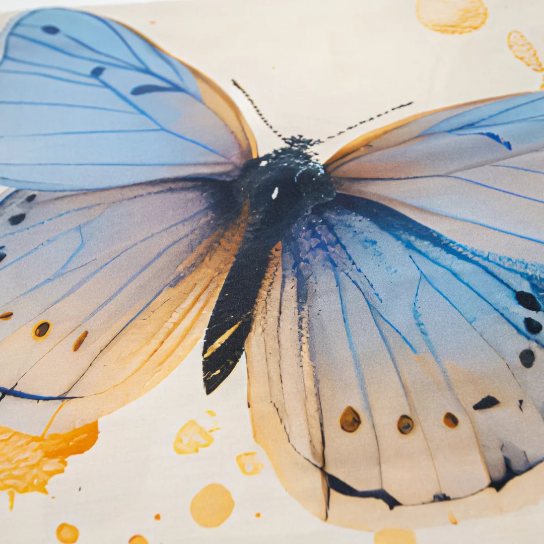 Pościel satynowa 220x200 Motyle kremowa niebieska 12410 SATYNLOVE PREMIUM — zdjęcie 6