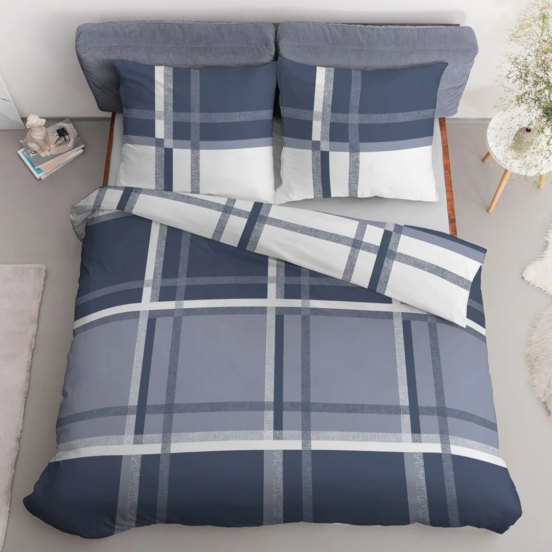 Pościel satynowa 220x200 niebieska biała 4674 B Home Satin 40 — zdjęcie 3