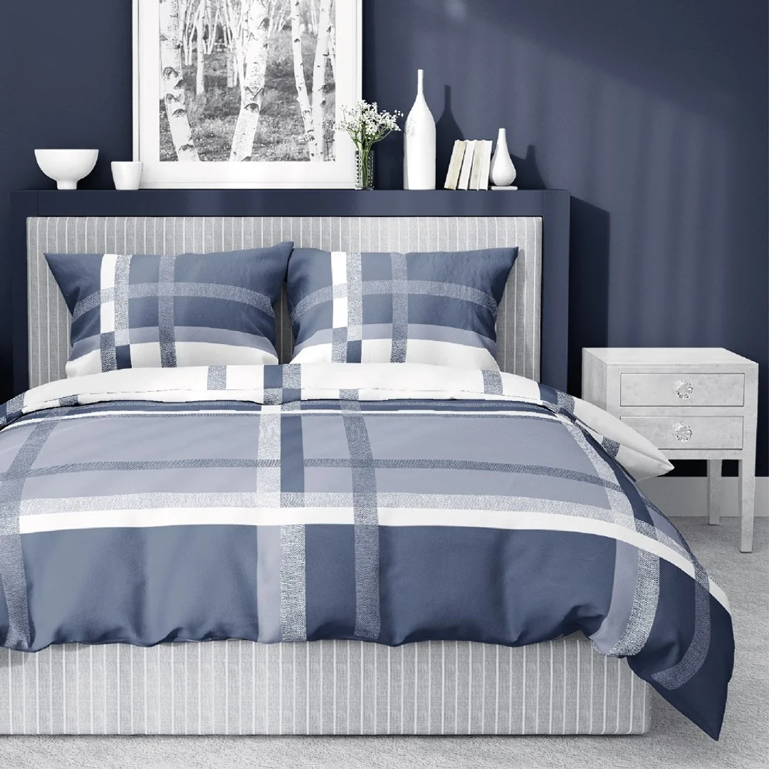 Pościel satynowa 220x200 niebieska biała 4674 B Home Satin 40 — zdjęcie 6