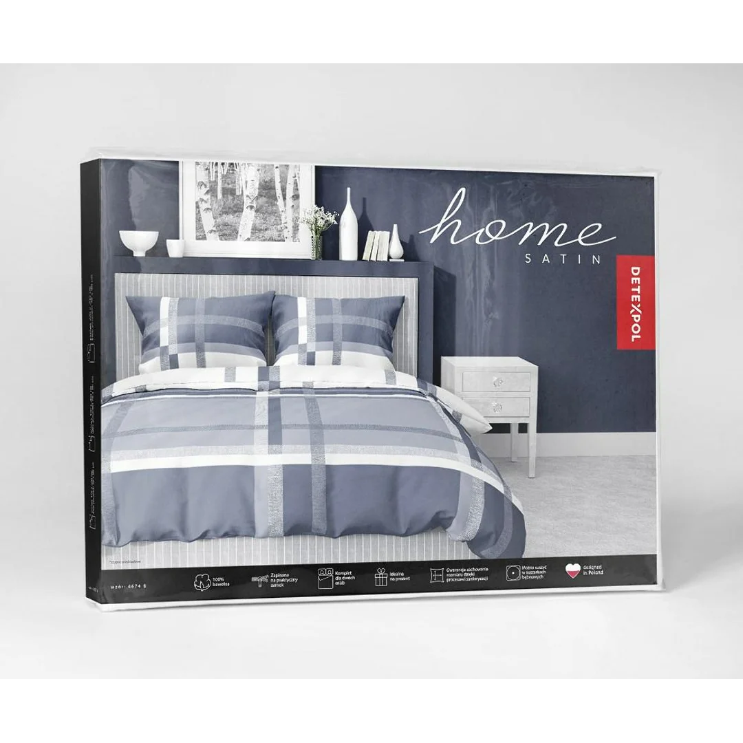 Pościel satynowa 220x200 niebieska biała 4674 B Home Satin 40 — zdjęcie 8