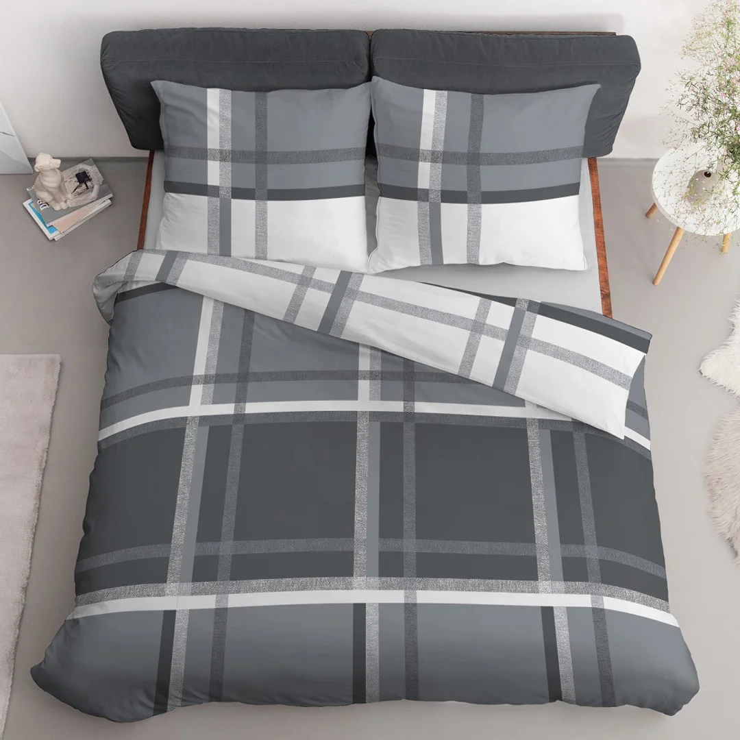 Pościel satynowa 220x200 szara biała 4674 A Home Satin 40 — zdjęcie 3